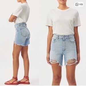 DL 1961 Women's Emilie High Rise Vintage 6.5" Shorts Stretch Denim Blue Size 30